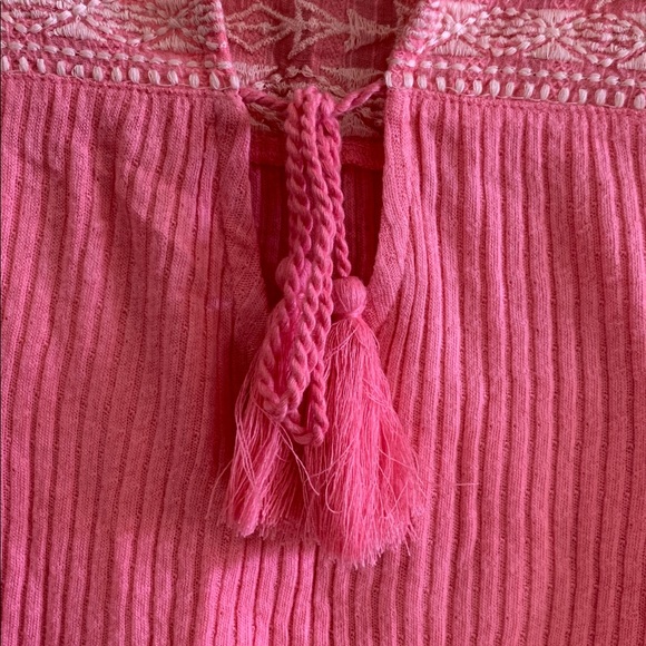 FREE PEOPLE Sarafina Embroidered Ruffle Sleeve Top NWT Pink Lemonade Combo - Picture 8 of 12